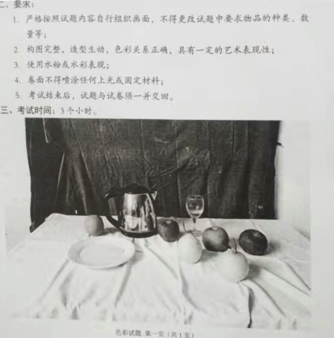 2017年安徽省美术联考考题色彩