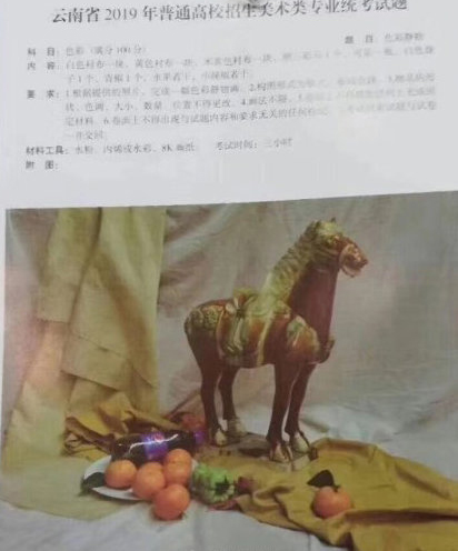 2019年云南联考/统考考题素描考题色彩